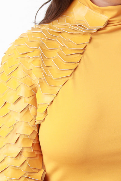 Vegan Leather Scale Accent Midi Dress