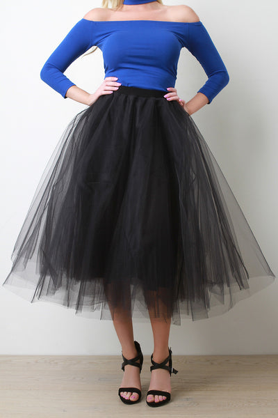A-Line Soft Tulle Pleated Skirt