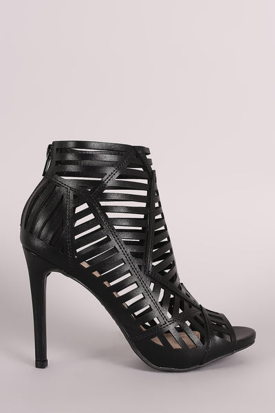 Anne Michelle Caged Peep Toe Stiletto Heel