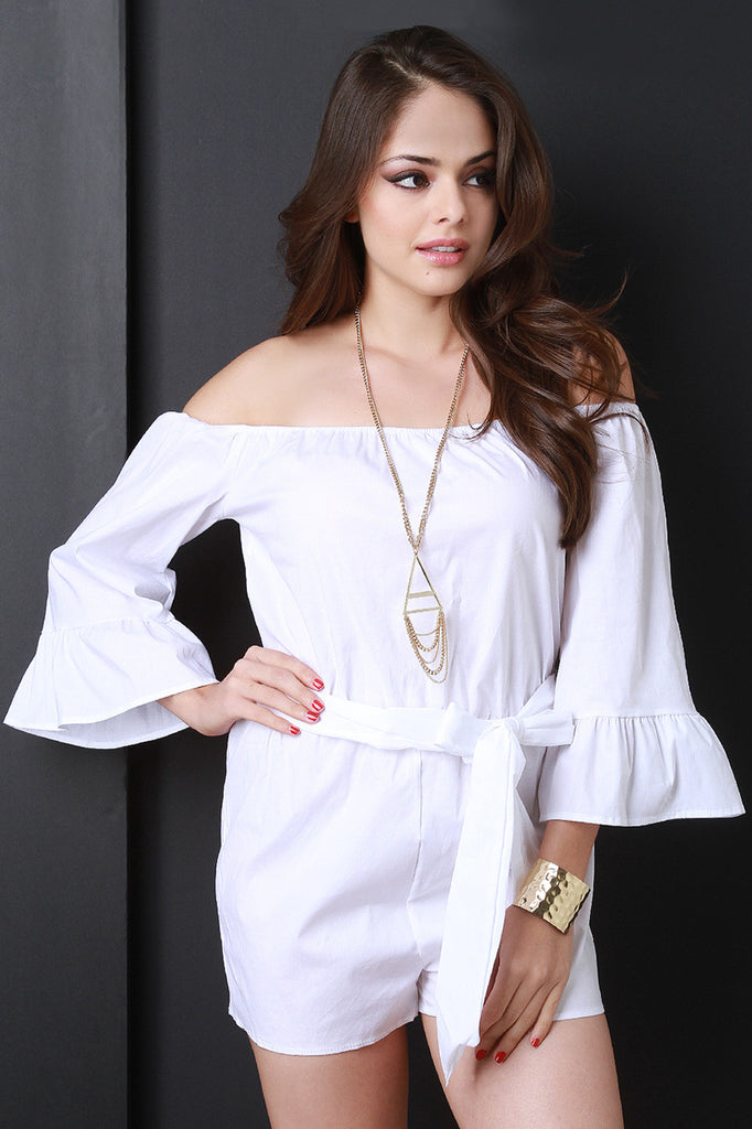 Off The Shoulder Bell Sleeve Romper