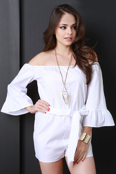 Off The Shoulder Bell Sleeve Romper