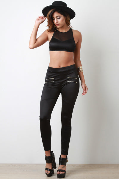 Athleisure Zipper Fitted Leggings