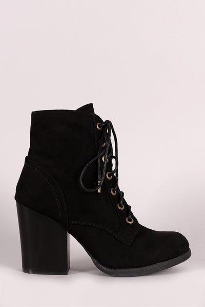 Bamboo Combat Lace-Up Round Toe Booties