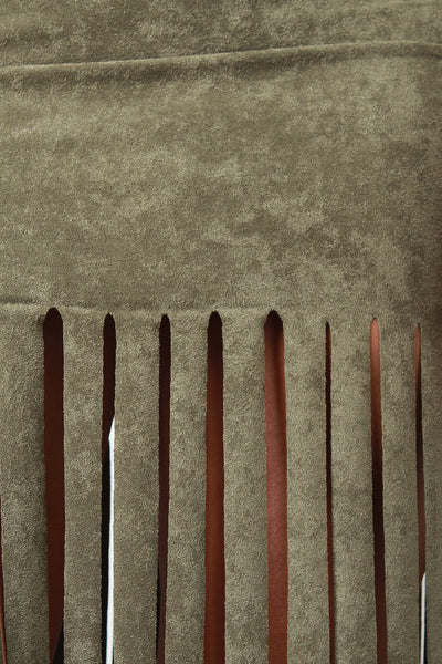 Vegan Suede Bandeau Fringed Two Piece Dress