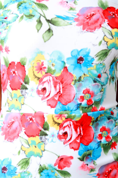 Watercolor Floral Off The Shoulder Ruffle Dress