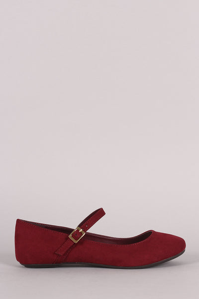 Bamboo Suede Round Toe Mary Jane Ballet Flat