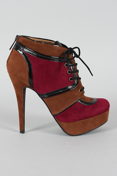 Dollhouse Two Tone Lace Up Platform Bootie