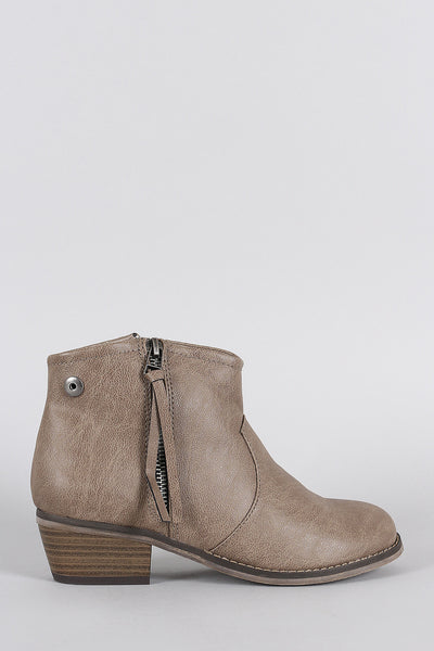 Breckelle Zipper Round Toe Cowgirl Ankle Boots