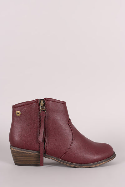 Breckelle Zipper Round Toe Cowgirl Ankle Boots