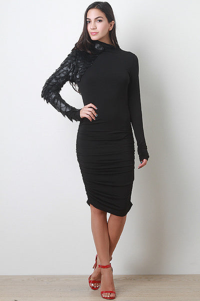 Leatherette and Mesh Detail Dress