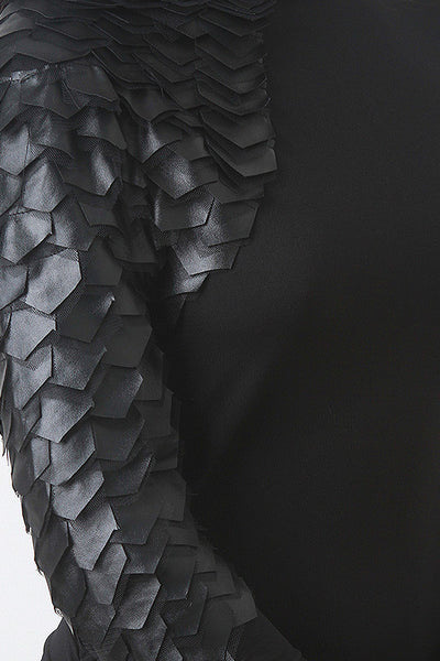 Leatherette and Mesh Detail Dress