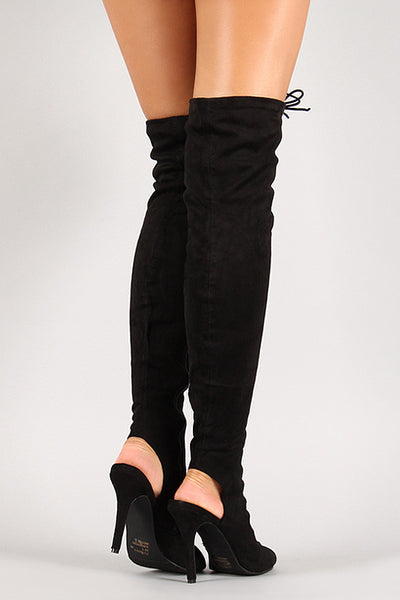 Breckelle Lace Up Back Cut Out Over The Knee Boot