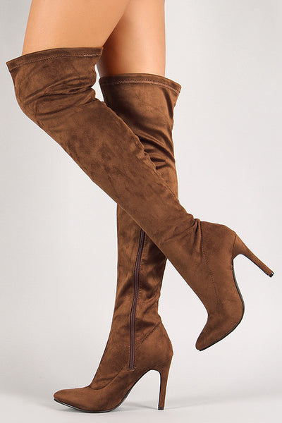 Breckelle Vegan Suede Stiletto Over-The-Knee Boot