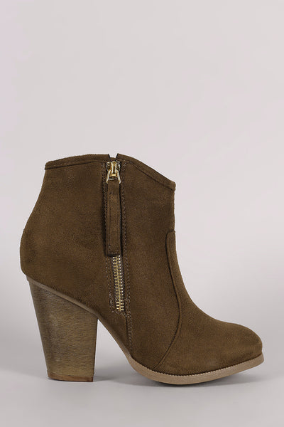 Liliana Zipper Chunky Heeled Western Ankle Boots