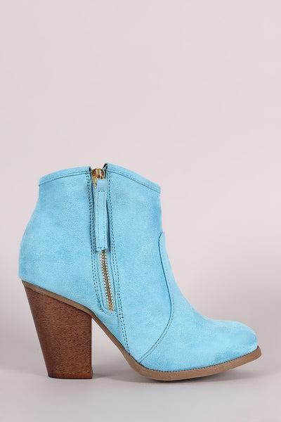 Liliana Zipper Chunky Heeled Western Ankle Boots