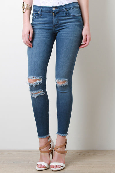 Fringe Hem Denim Jeans