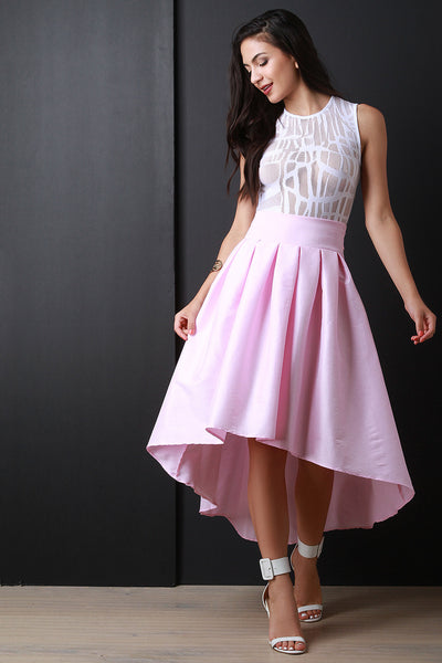 Evening Taffeta Pleated High-Low Skirt