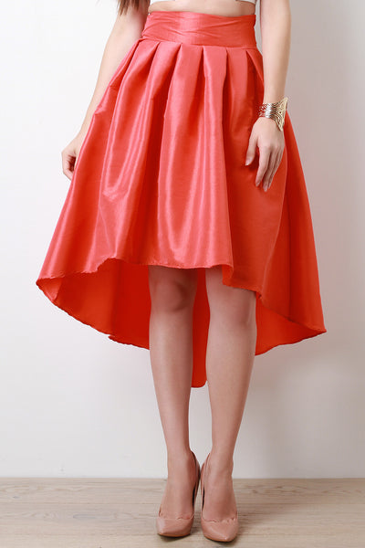 Evening Taffeta Pleated High-Low Skirt