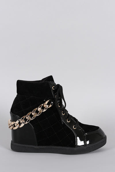 Street Style Rear Chain High Top Wedge Sneaker