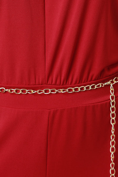 Chain Belt Straight Leg Jumpsuit