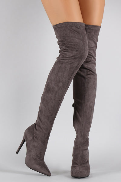 Liliana Suede Pointy Toe Stiletto Over-The-Knee Boots