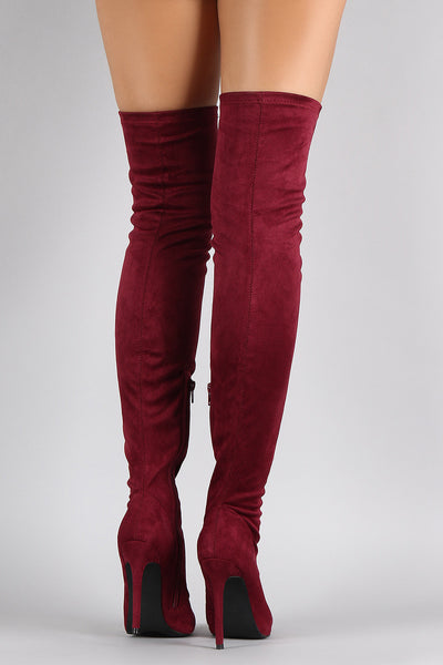 Liliana Suede Pointy Toe Stiletto Over-The-Knee Boots