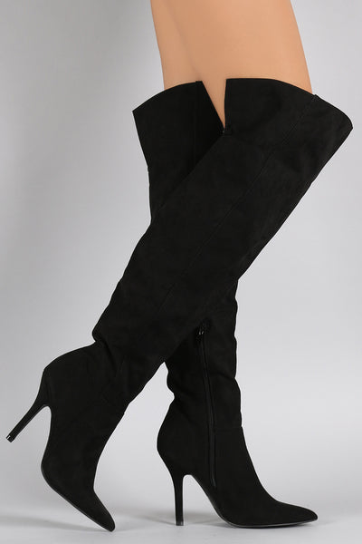 Qupid Pointy Toe Over-The-Knee Stiletto Boots