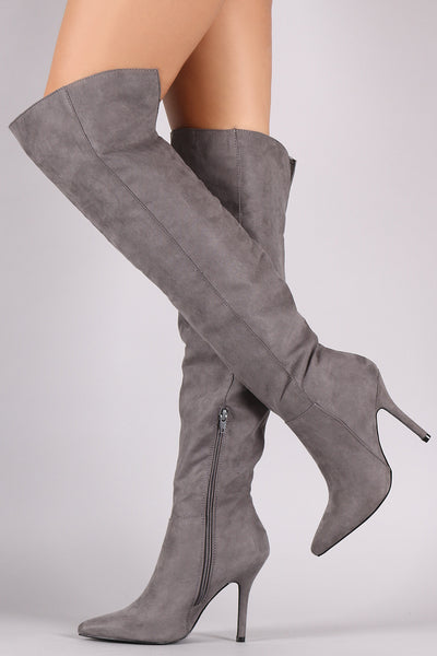 Qupid Pointy Toe Over-The-Knee Stiletto Boots