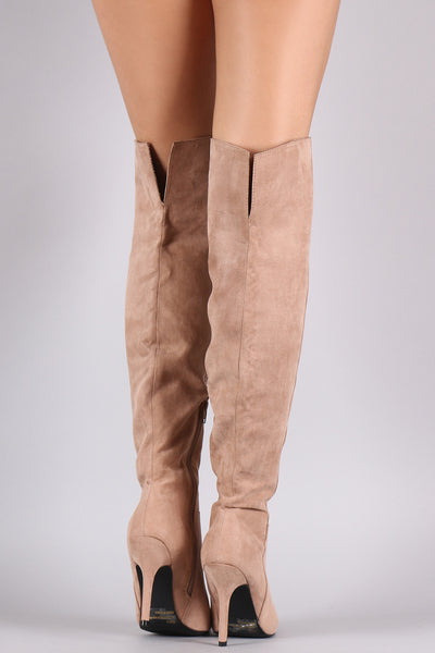 Qupid Pointy Toe Over-The-Knee Stiletto Boots