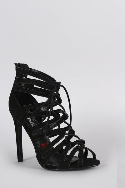 Suede Strappy Corset Lace Up Stiletto Heel