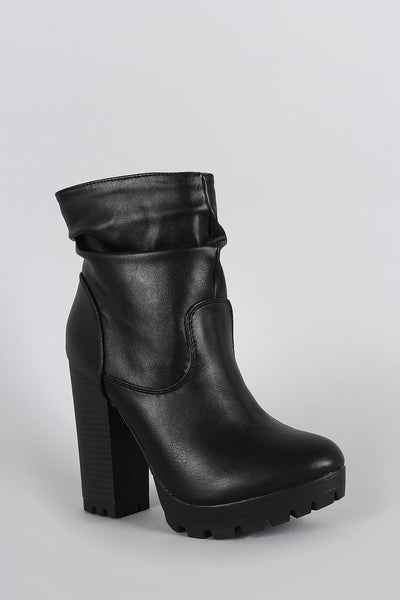 Breckelle Slouchy Lug Sole Chunky Heeled Ankle Boots