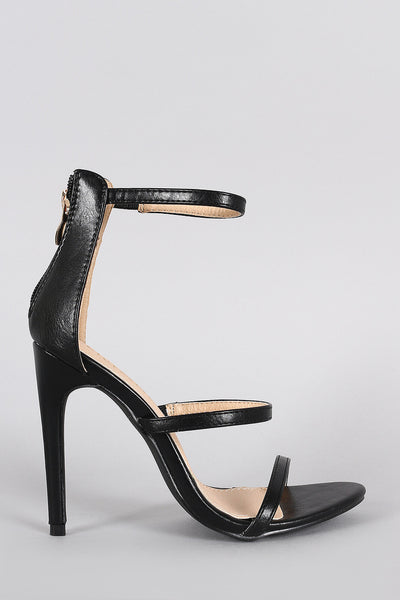 Liliana Open Toe Triple Straps Single Sole Heel