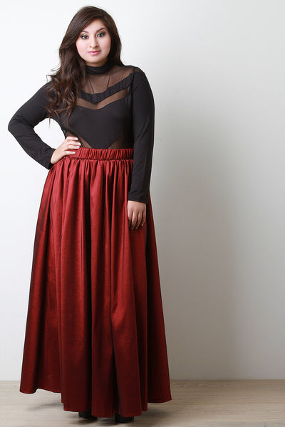 Taffeta Flared Maxi Skirt