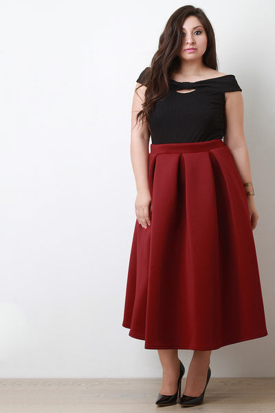 Scuba Box Pleated A-Line Skirt