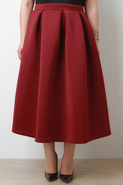 Scuba Box Pleated A-Line Skirt