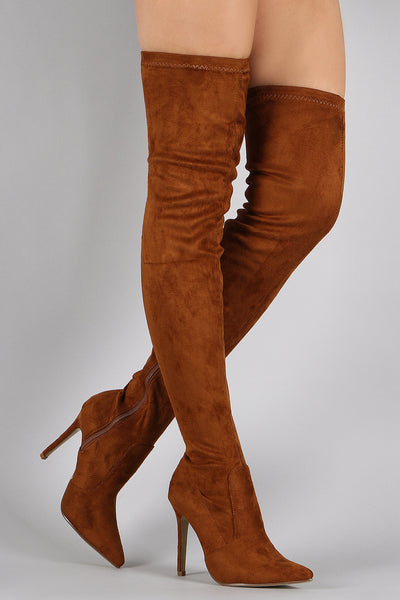 Suede Pointy Toe Stiletto Over-The-Knee Boots