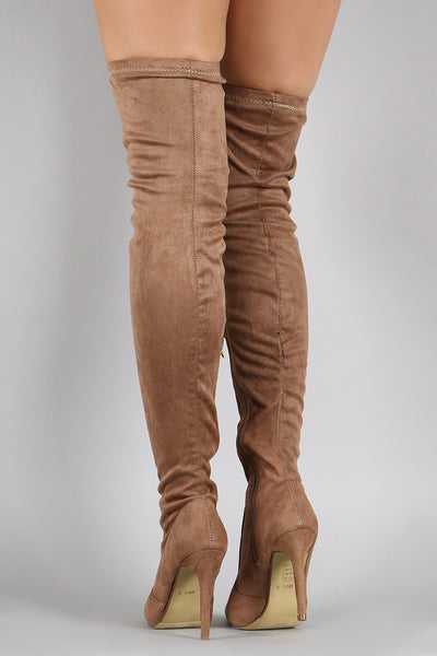 Suede Pointy Toe Stiletto Over-The-Knee Boots