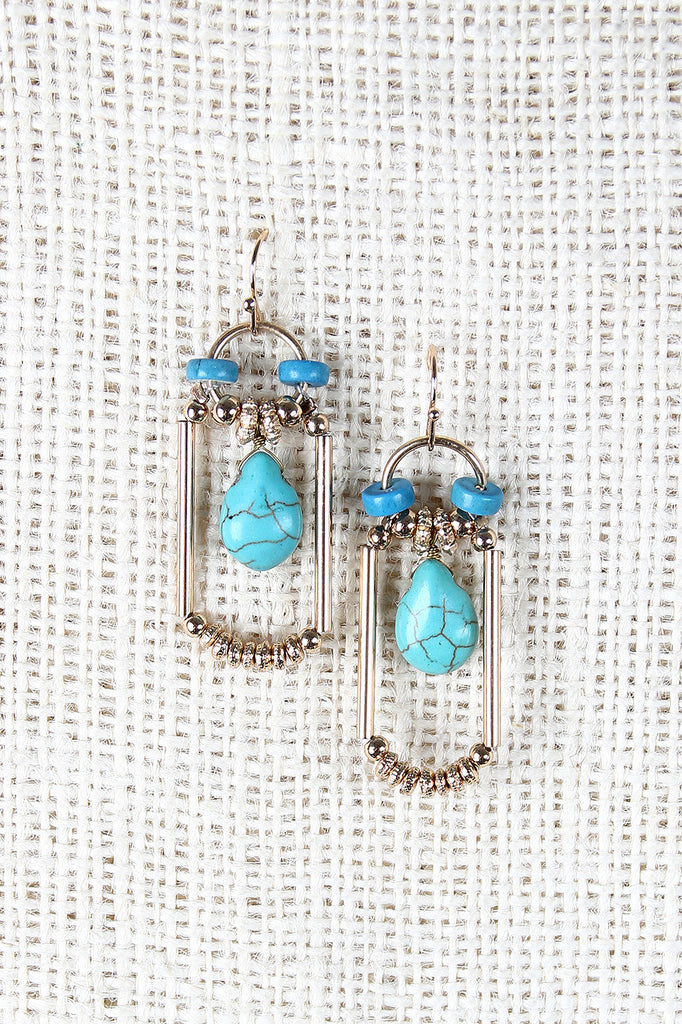 Framed Turquoise Drop Earrings