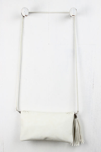 Tassel Double Stitched Crossbody Bag