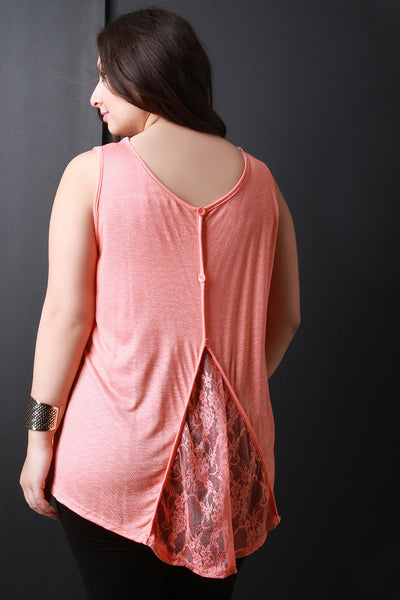 Lace Button Up Back Sleeveless Top