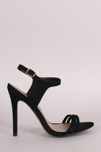 Qupid Suede Ankle Strap Sinlge Sole Heel