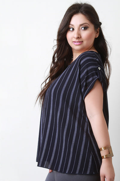 Vertical Stripe Button Accent Top