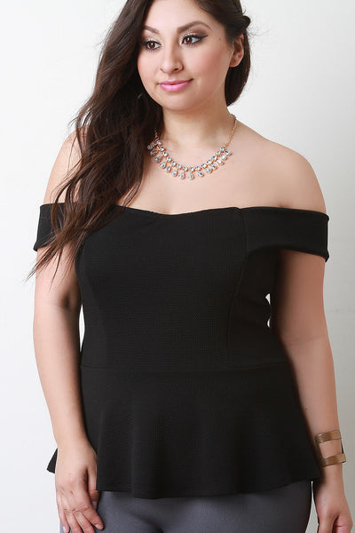 Off The Shoulder Peplum Necklace Top