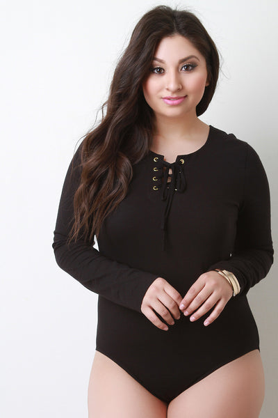 Lace-Up Long Sleeve Bodysuit