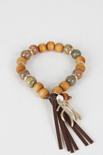 Antler Charm Beaded Bracelet