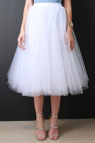 A-Line Soft Tulle Pleated Skirt