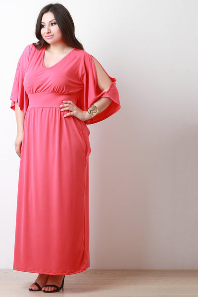 Empire Waist Cold Shoulder Maxi Dress