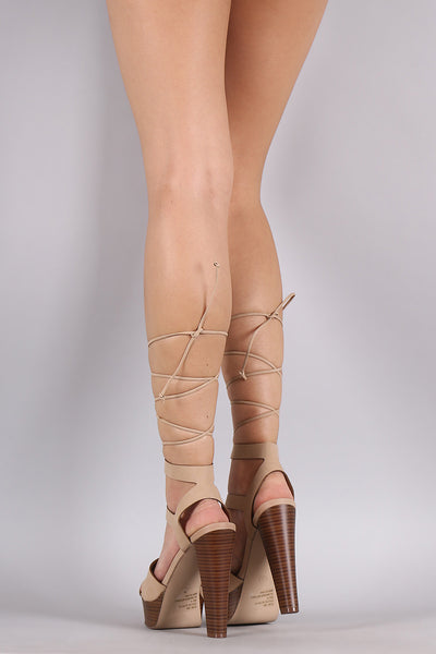 Breckelle Strappy Lace Up Platform Heel