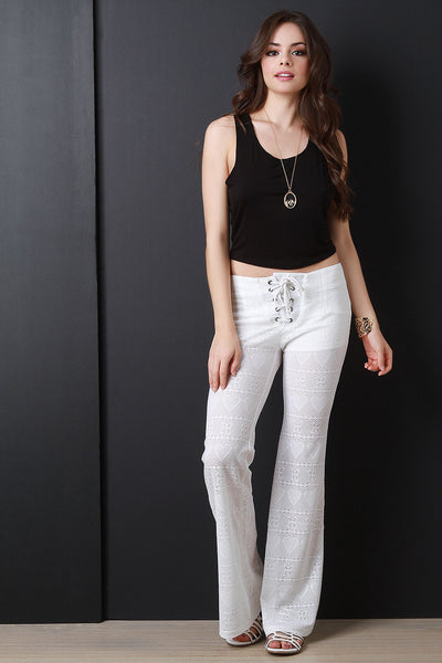 Lace-Up Bell Bottom Pants