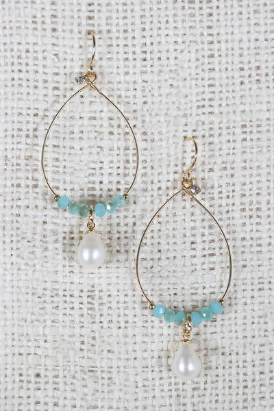 Stones And Pearl Dangle Earrings